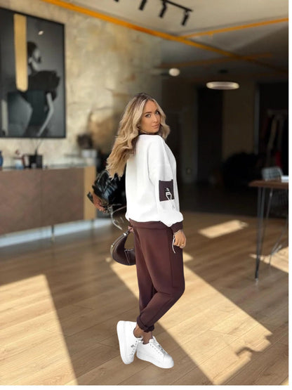 ALINA – SOFT V-NECK TWO-TONE LOUNGE SET