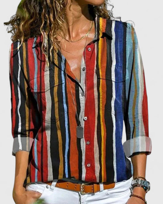 EMILY – INDIGO BLOOM BUTTON BLOUSE