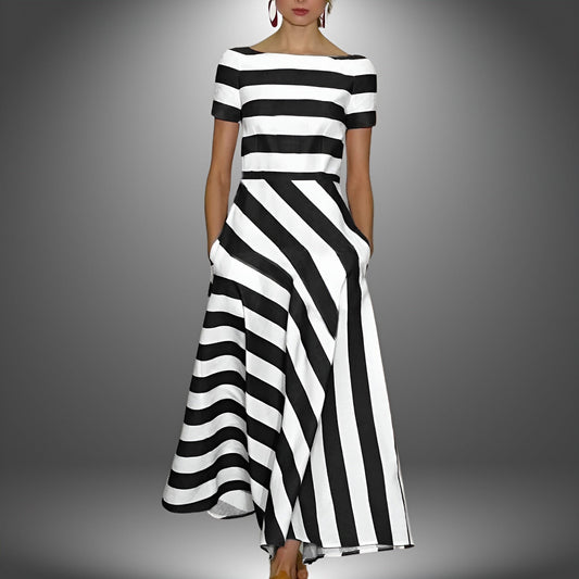 Alice – Elegant Stripe Printed Maxi Dress