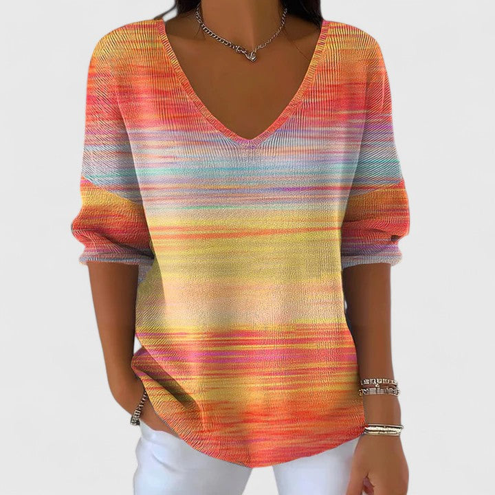 FHAYE – V-NECK SUNSET STRIPE KNIT