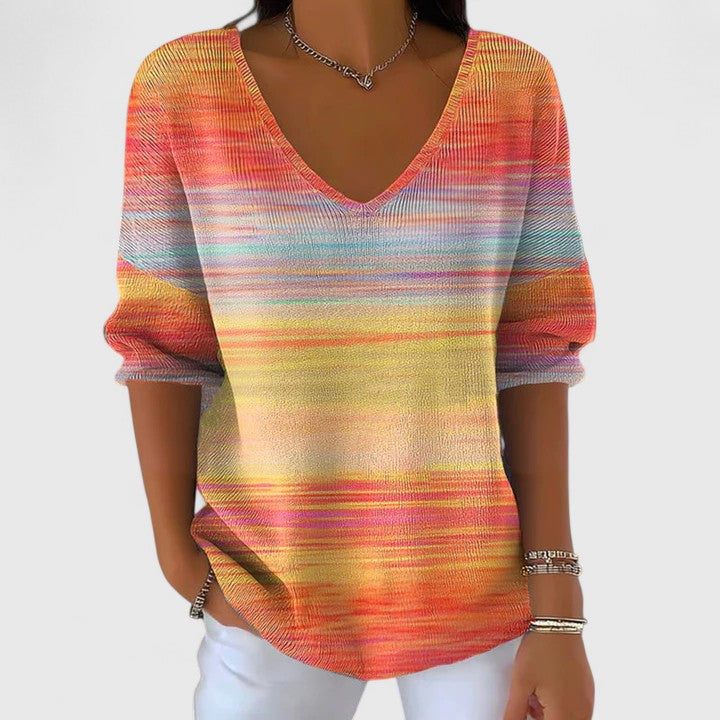 FHAYE – V-NECK SUNSET STRIPE KNIT