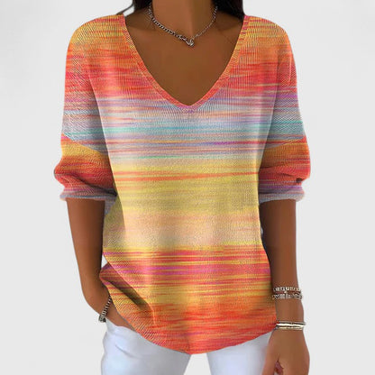 FHAYE – V-NECK SUNSET STRIPE KNIT