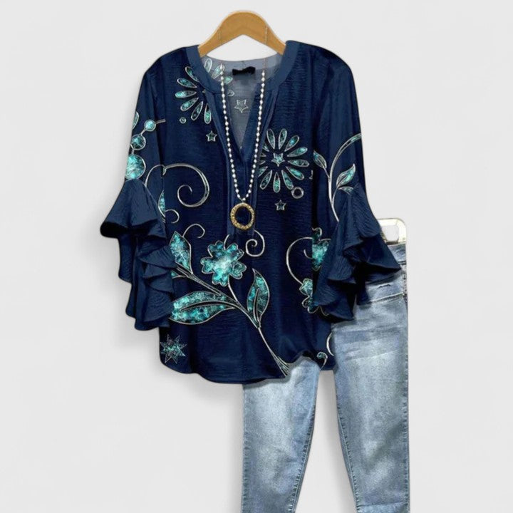 DELLILAH – FLOWY V-NECK BLOUSE