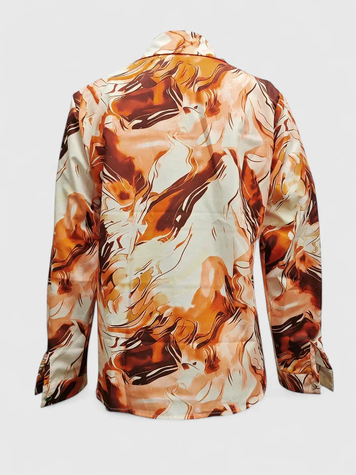 SHAINA – ABSTRACT MARBLE BUTTON-DOWN