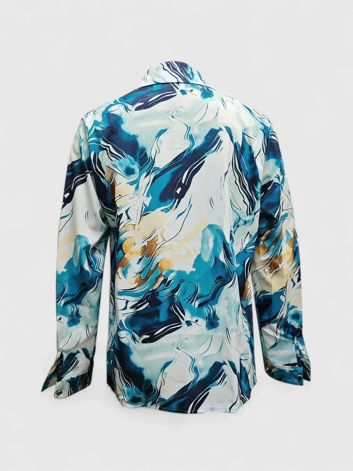 SHAINA – ABSTRACT MARBLE BUTTON-DOWN