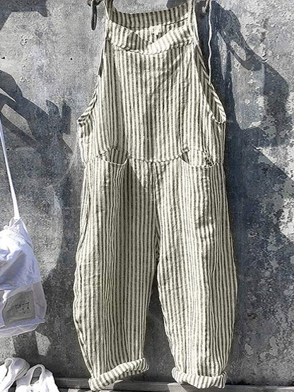 Striped Overall in Linen and Cotton